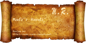 Maár René névjegykártya